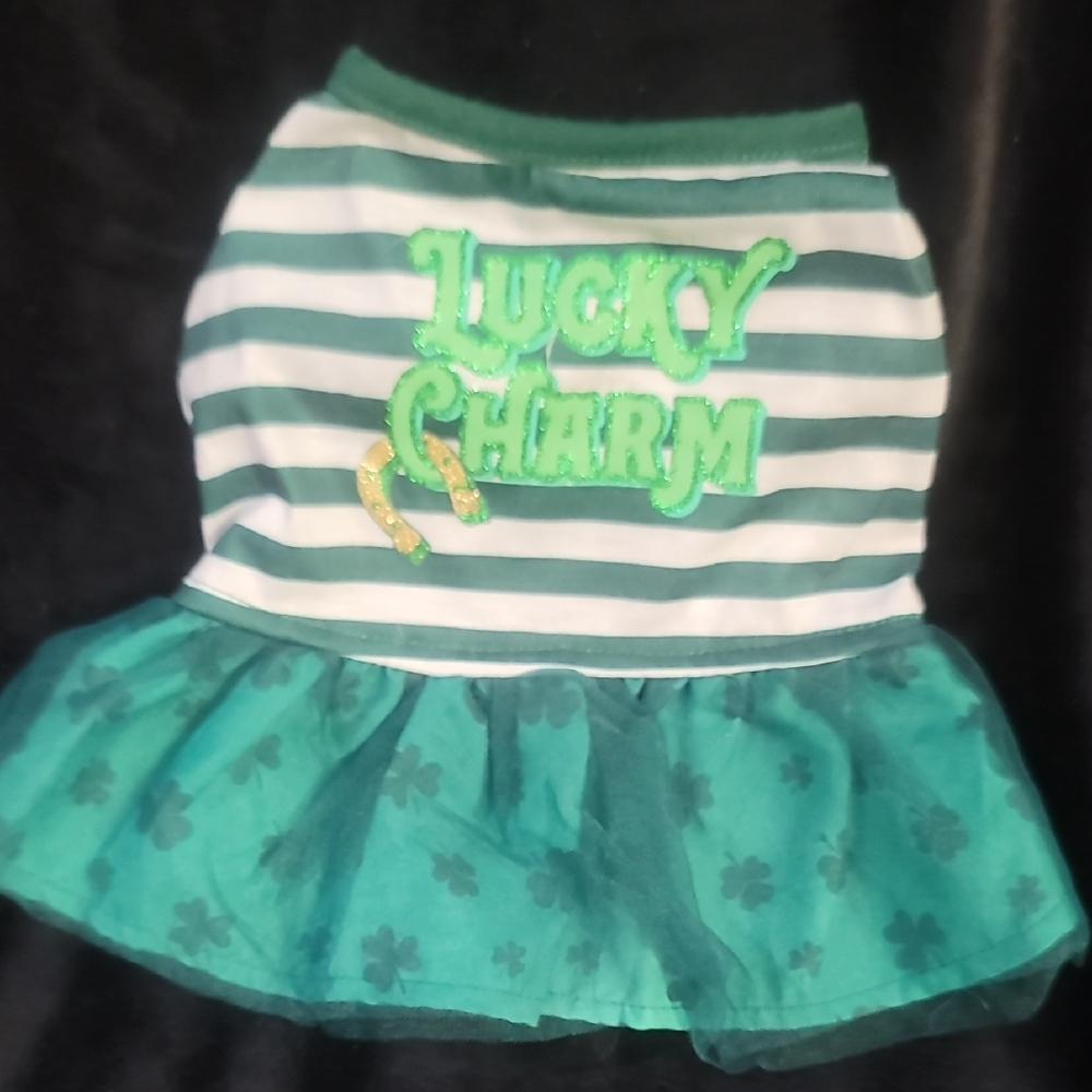 Lucky Charm Green and White Dog Dress